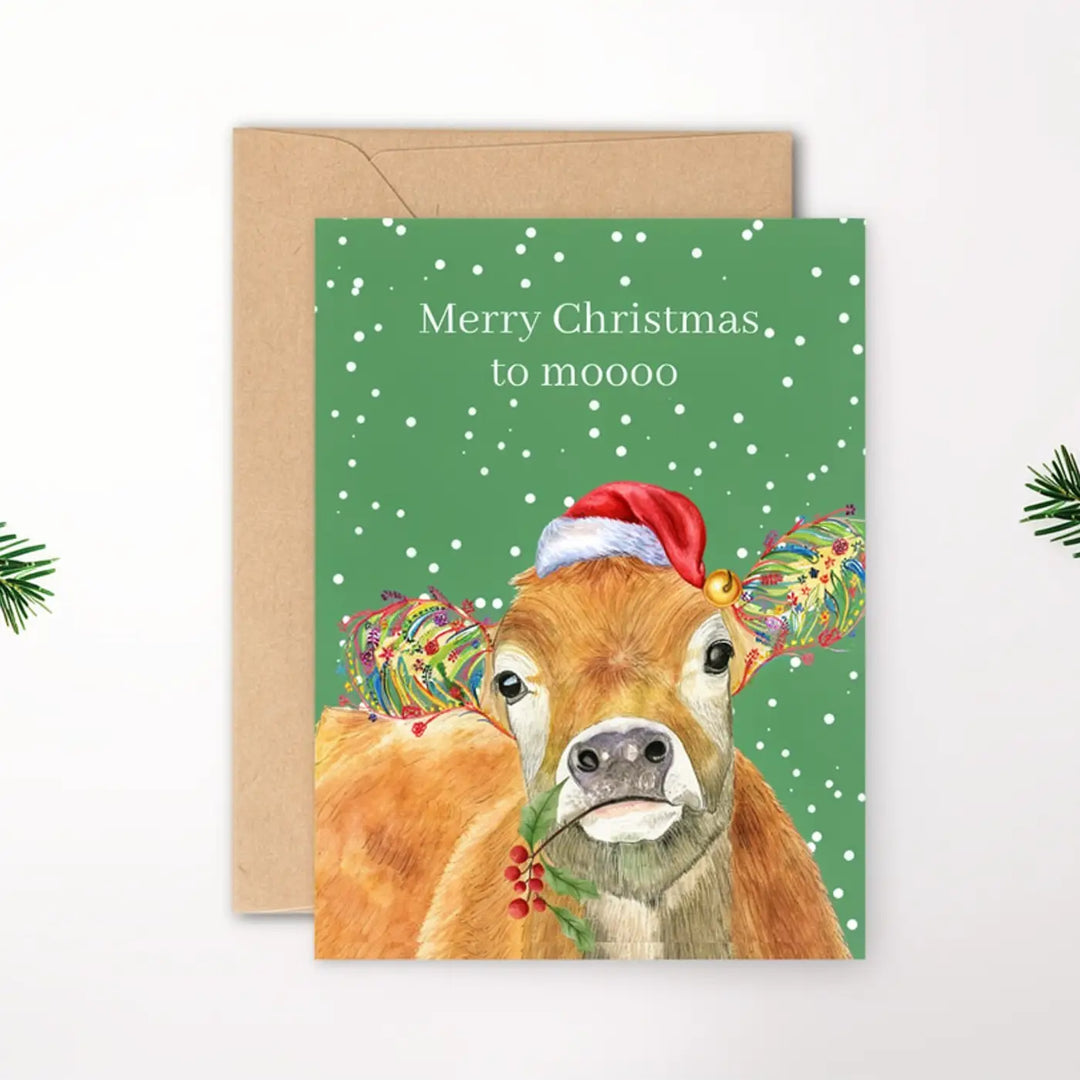 Jenn Winnett Eco Artist - Christmas Cow Greetings Card