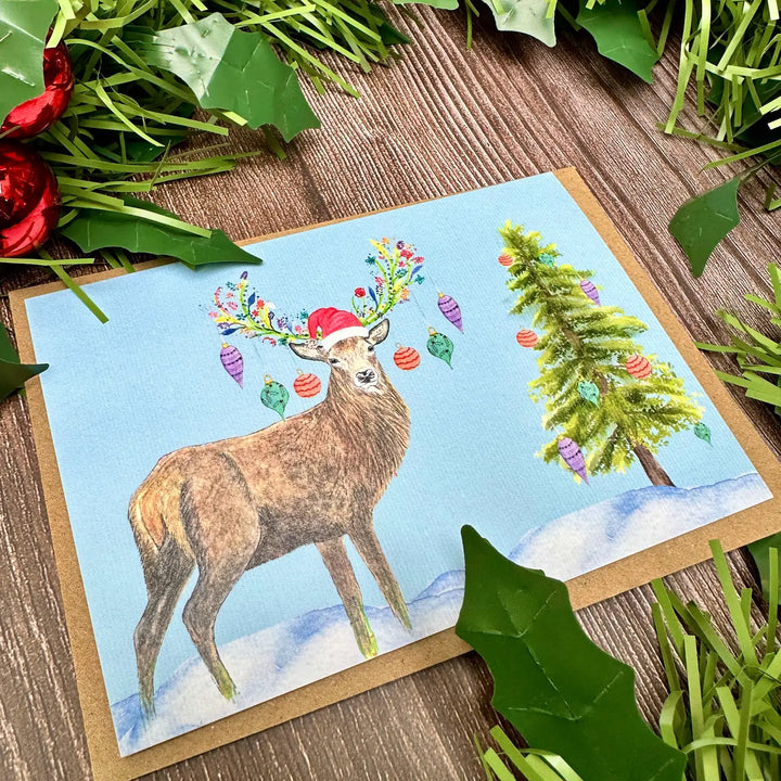 Jenn Winnett Eco Artist - Stag  Christmas Card