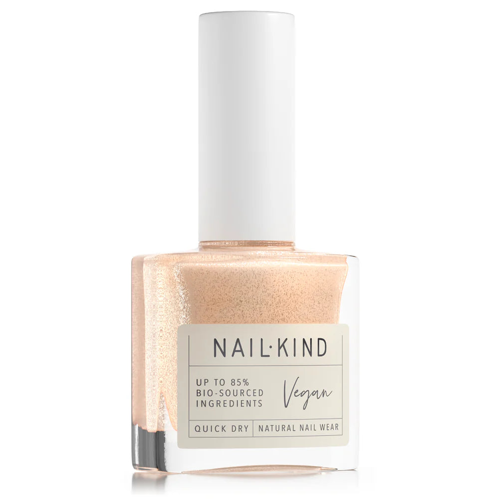 Nail polish bottle with a white cap and visible 'NAIL-KIND' label on a white background