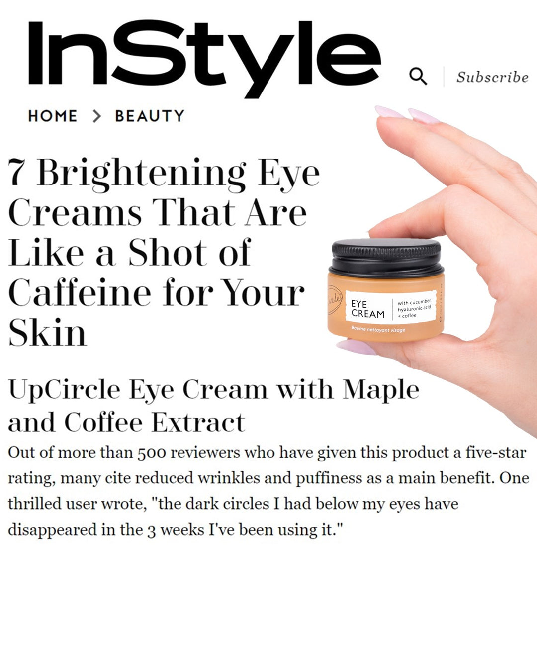 Upcircle - Eye Cream with Hyaluronic Acid and Coffee