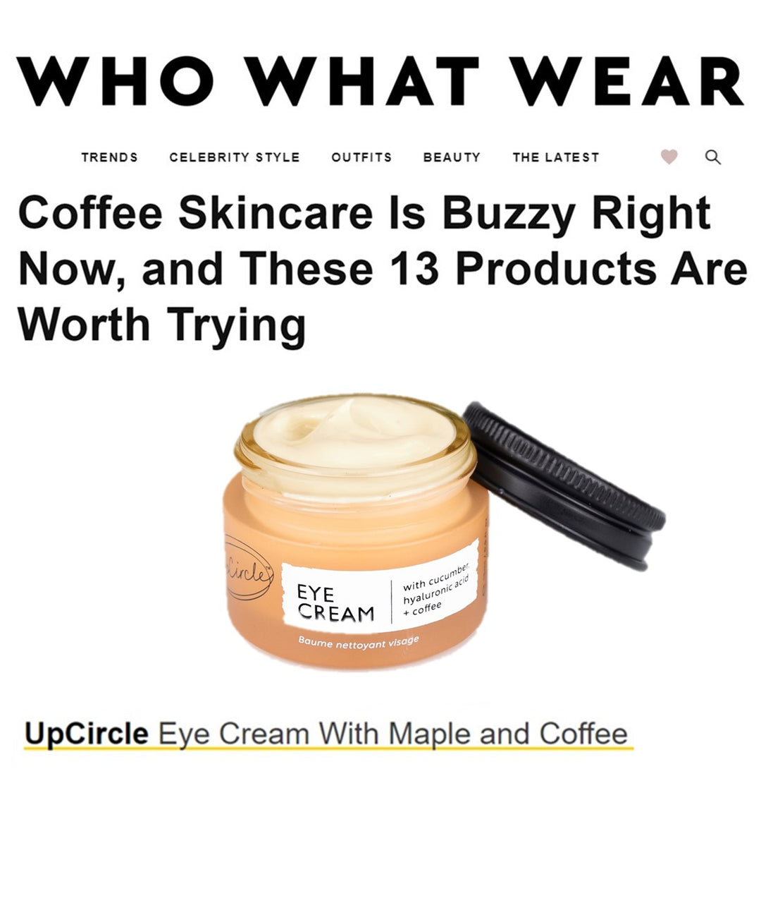 Upcircle - Eye Cream with Hyaluronic Acid and Coffee