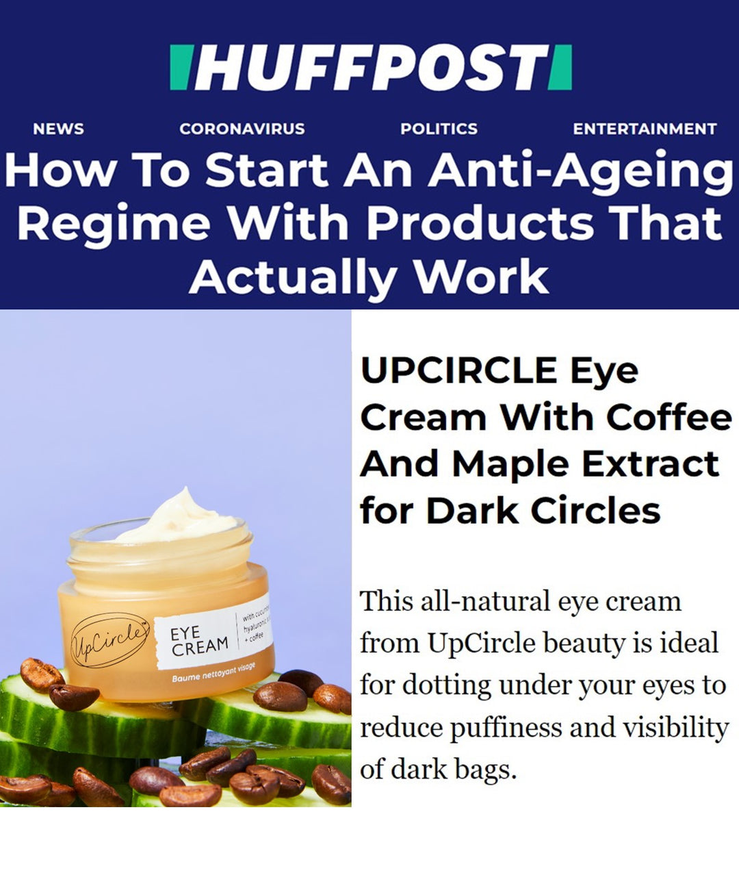 Upcircle - Eye Cream with Hyaluronic Acid and Coffee