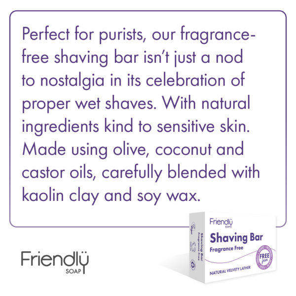 Friendly Soap - Shaving Soap Bar, Fragrance Free