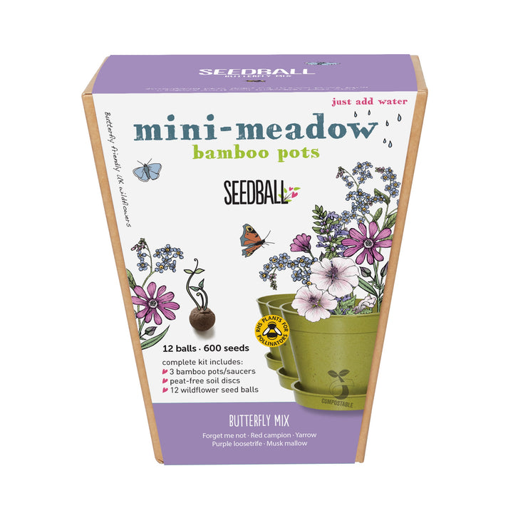 Seedball - Mini Meadow Bamboo Pots, Butterfly Mix