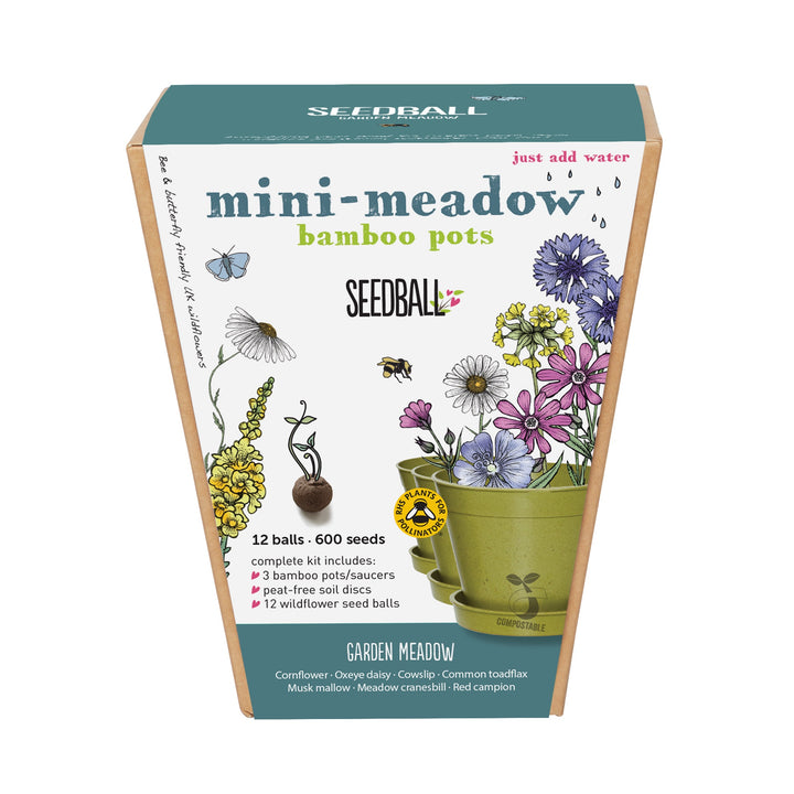 Seedball - Mini Meadow Bamboo Pot, Garden Meadow