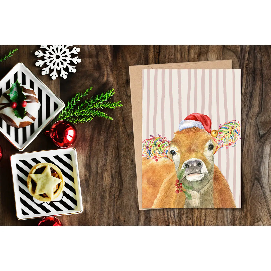 Jenn Winnett Eco Artist - Jersey Cow Christmas Card