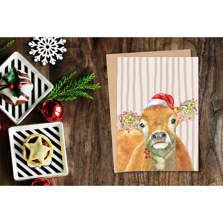 Jenn Winnett Eco Artist - Jersey Cow Christmas Card