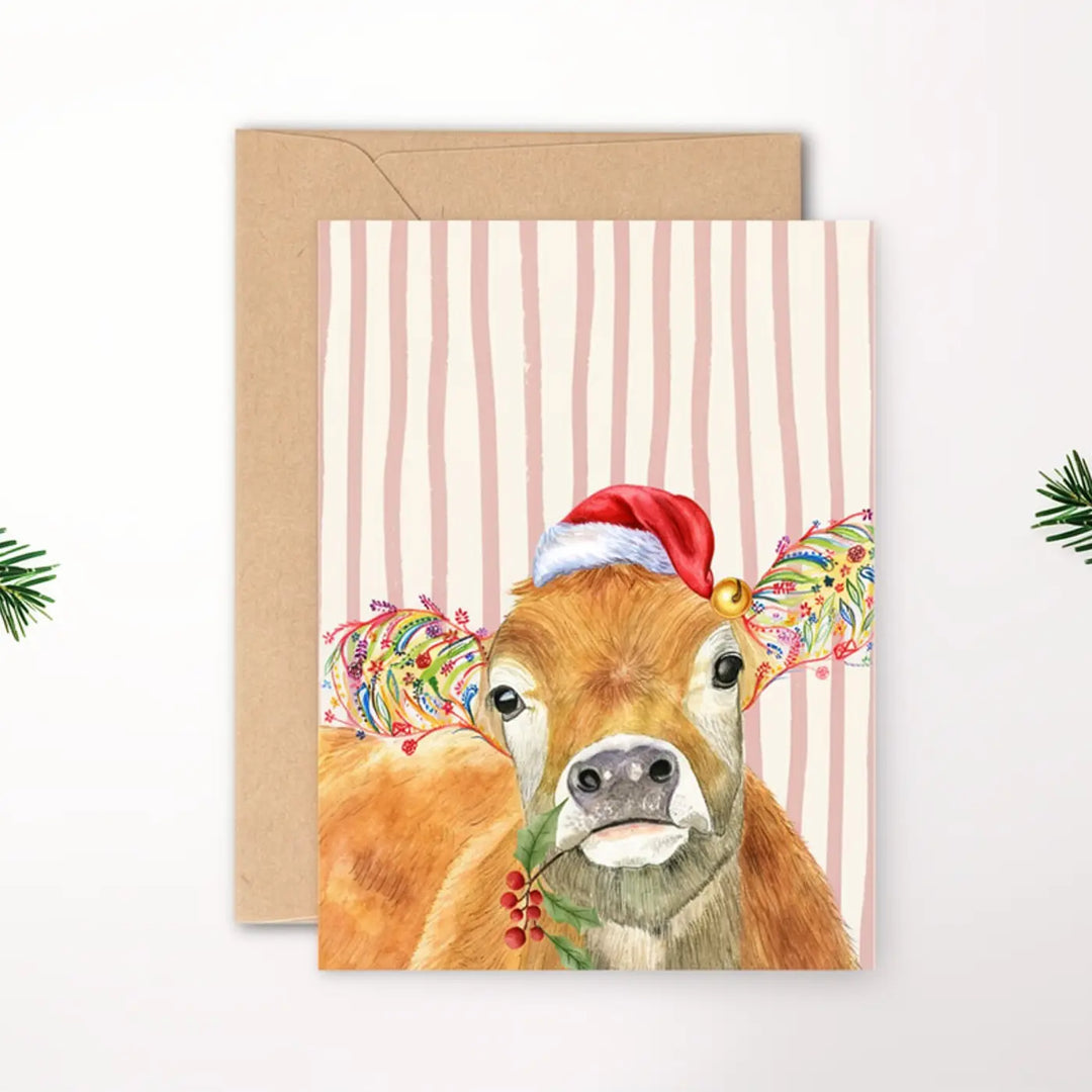 Jenn Winnett Eco Artist - Jersey Cow Christmas Card