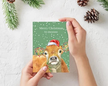 Jenn Winnett Eco Artist - Christmas Cow Greetings Card