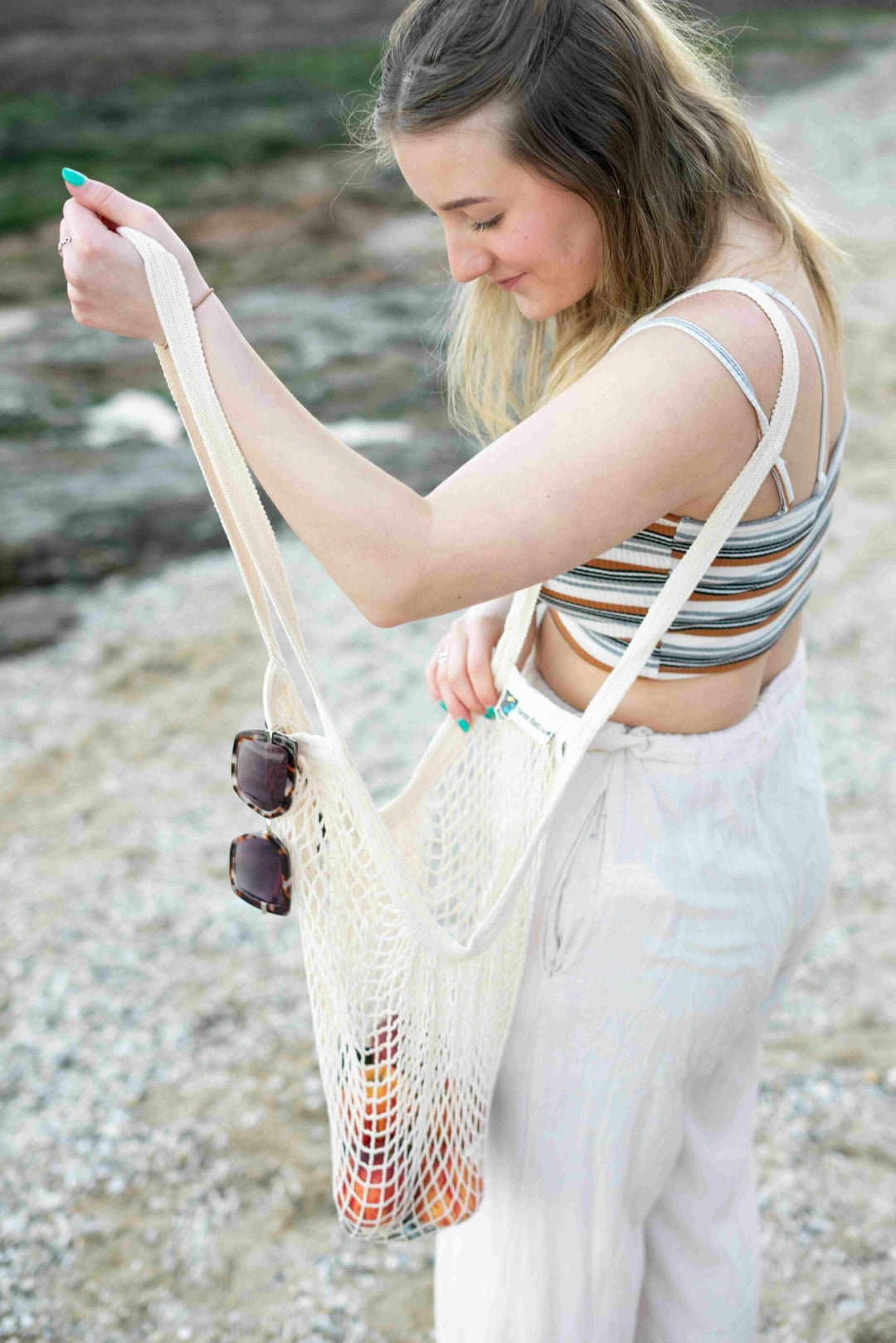 Turtle Bags - Organic Long Handled String Bag, Natural