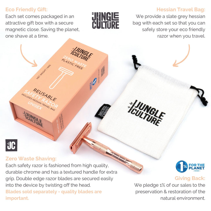 Jungle Culture - Chrome Unisex Safety Razor, Rose Gold